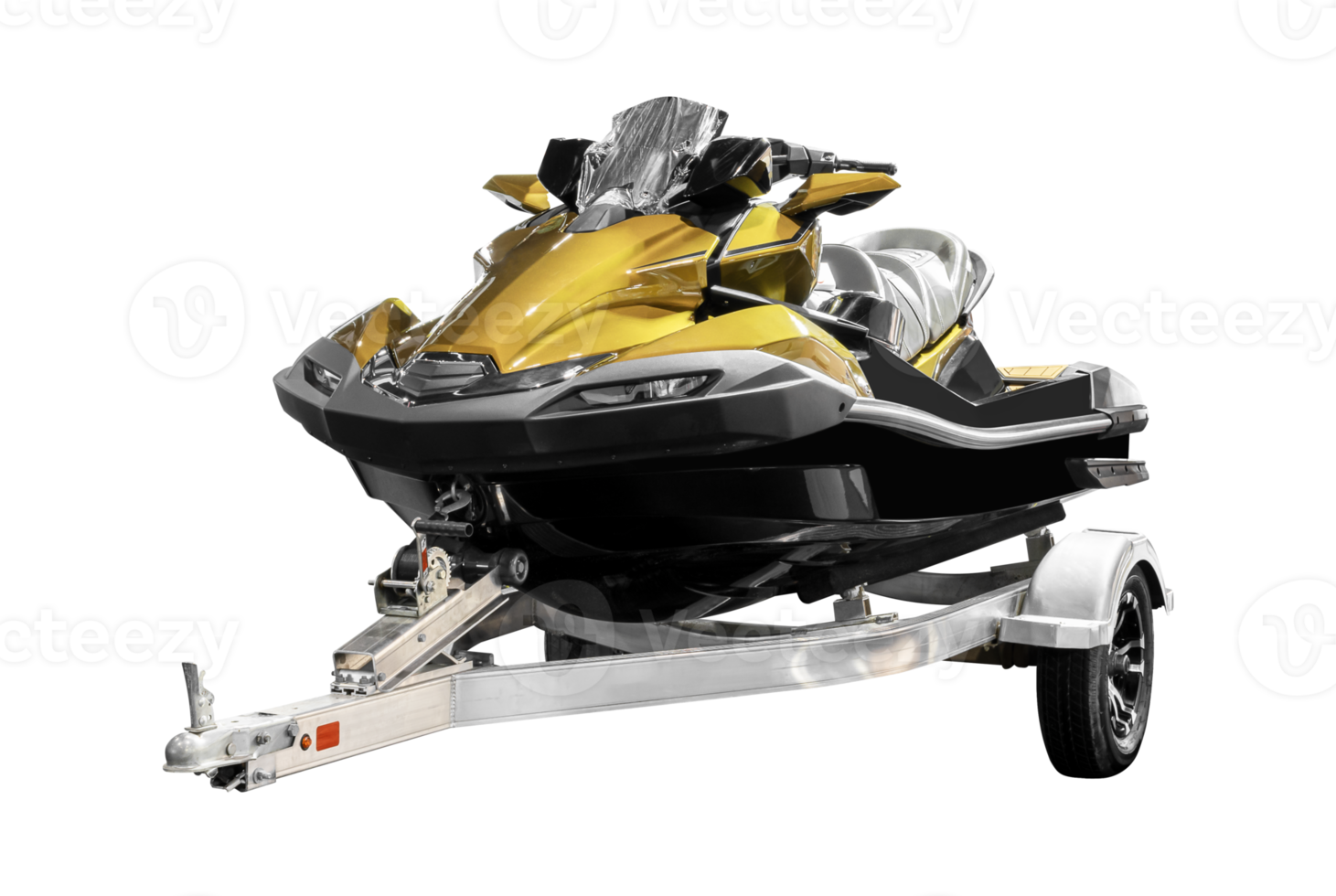 Golden watercraft on trailer png