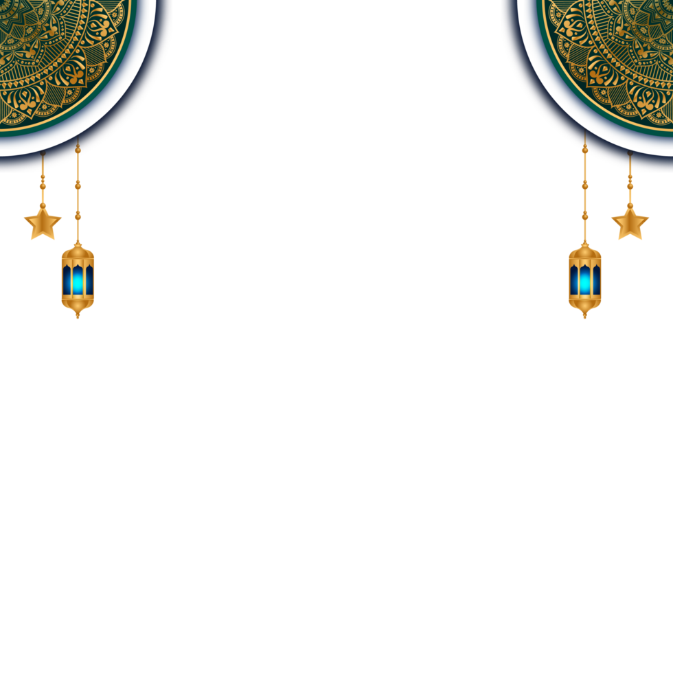 Golden islamic frame with lantern ramadan kareem arabic border flyer poster png