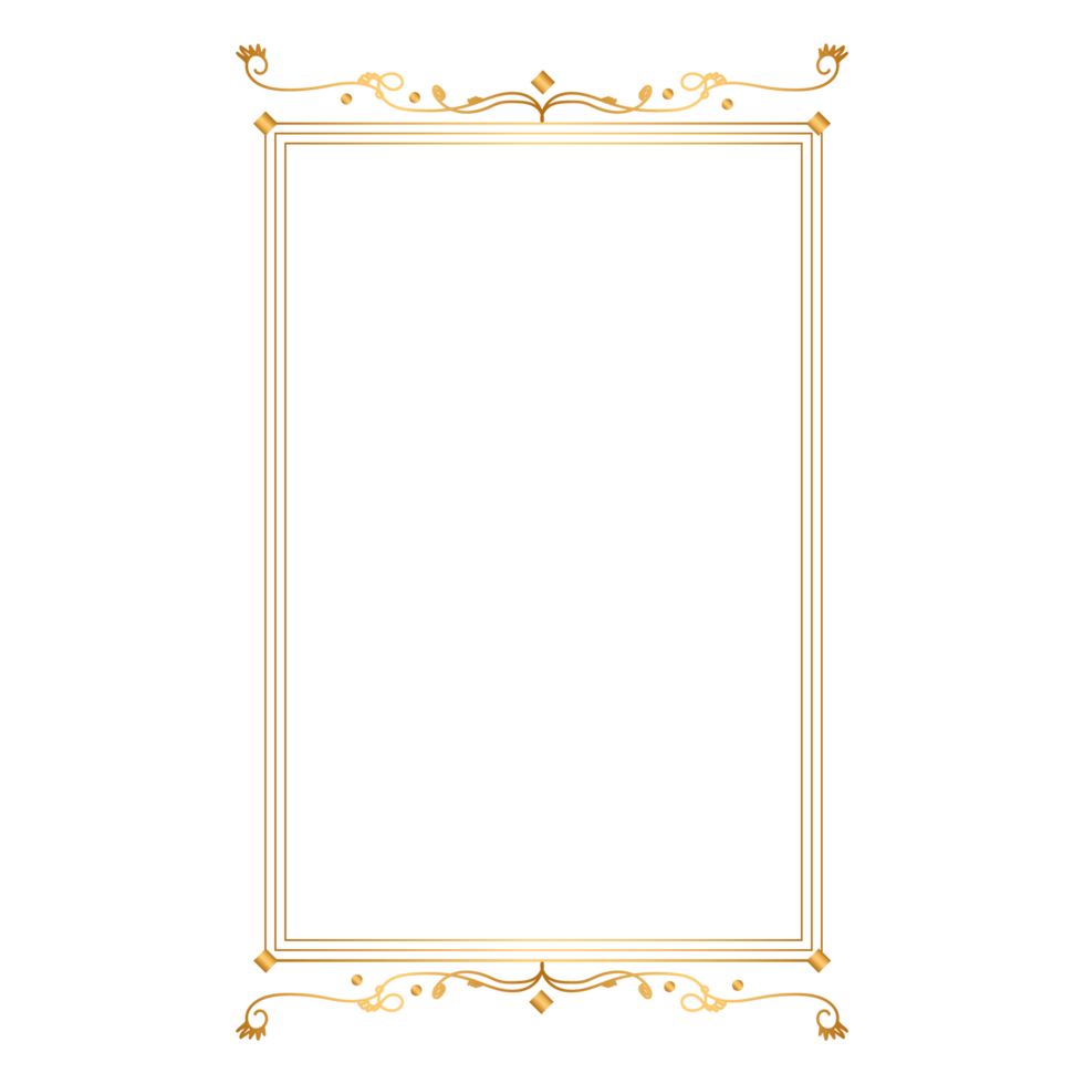 Vintage Rectangle golden frame border png