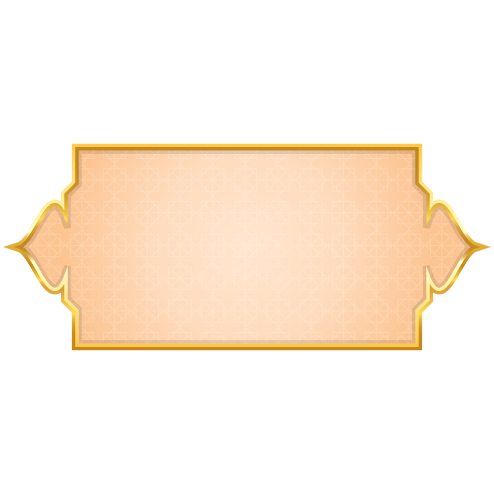Luxury white golden set arabic islamic banner title frame text box in transparent background png
