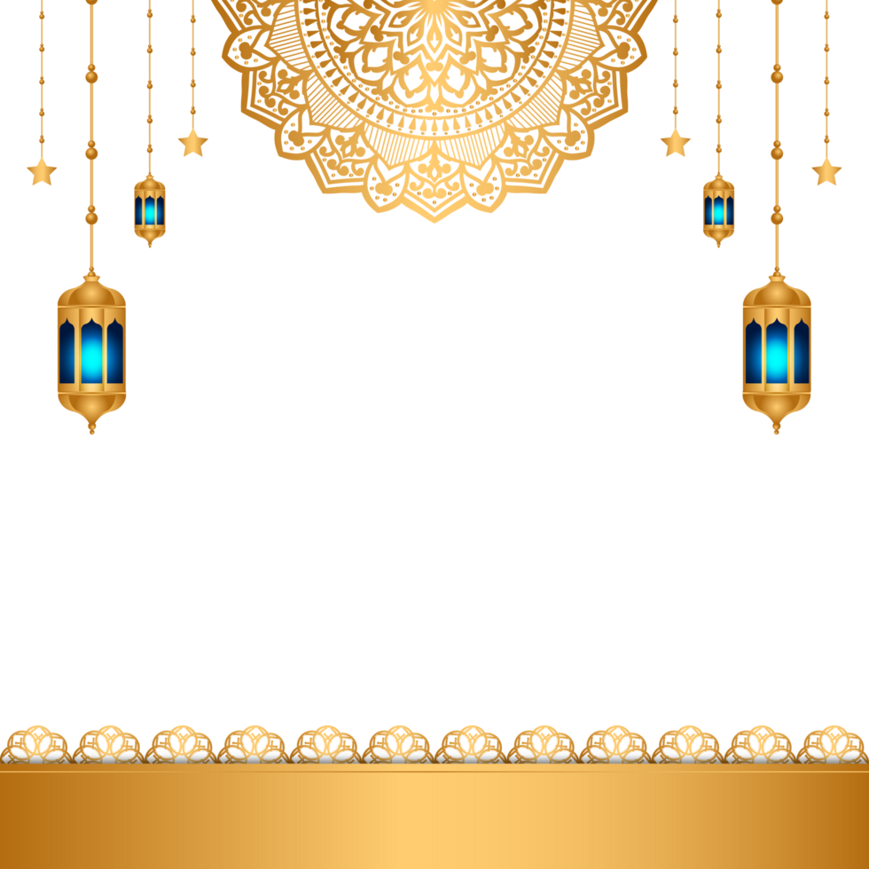 Luxury golden royal mandala arabesque islamic pattern for wedding invitation card in gold transparent background png