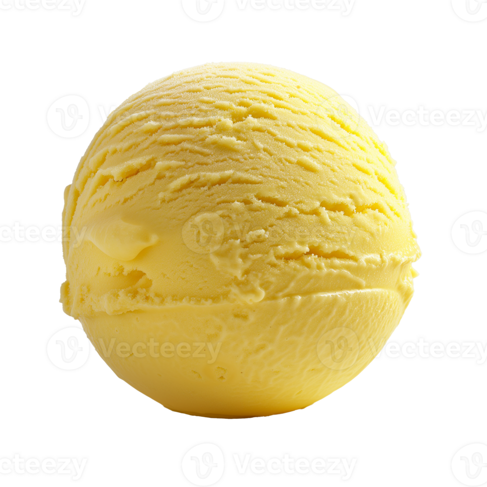 AI generated Lemon ice cream ball Isolated on transparent background png