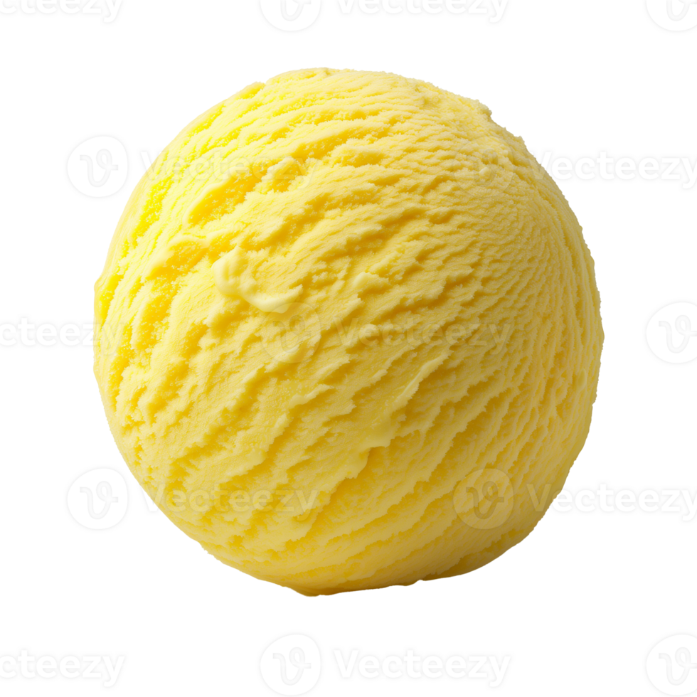 AI generated Lemon ice cream ball Isolated on transparent background png