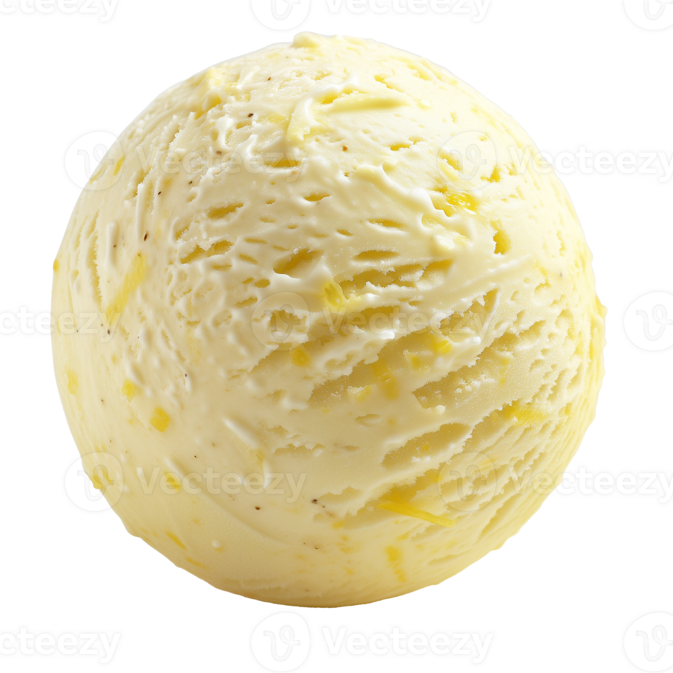 AI generated Lemon ice cream ball Isolated on transparent background png