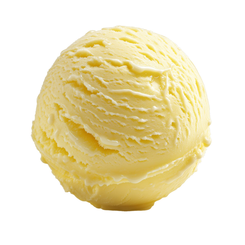 AI generated Lemon ice cream ball Isolated on transparent background png