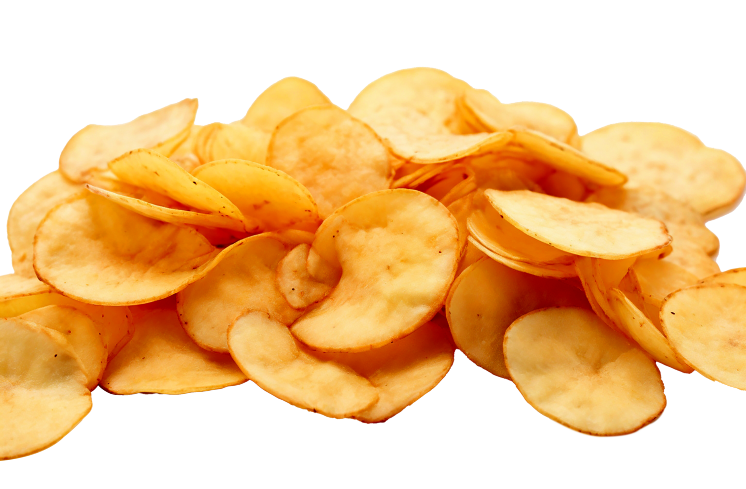 AI generated Potato chips cut out on transparent  background png