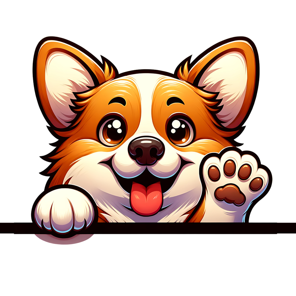 AI generated Dog peeking, Corgi cartoon design. PNG Transparent isolate background