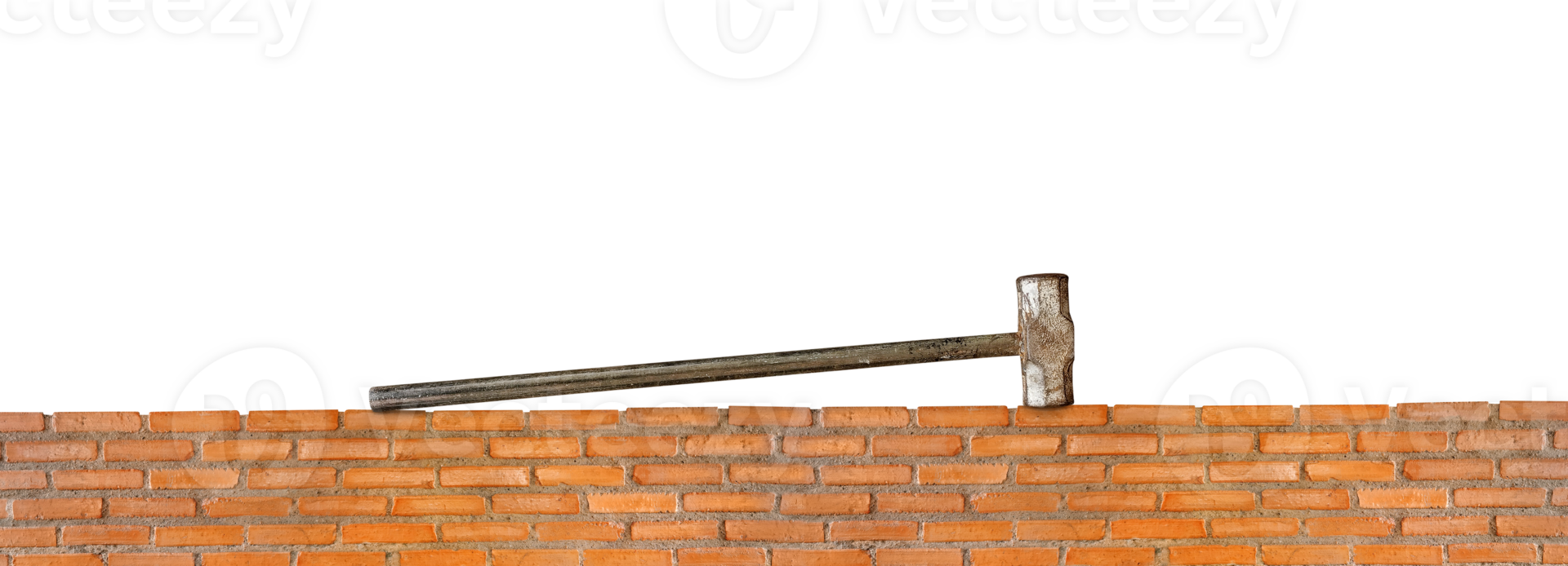 Pound hammer on red brick wall PNG transparent