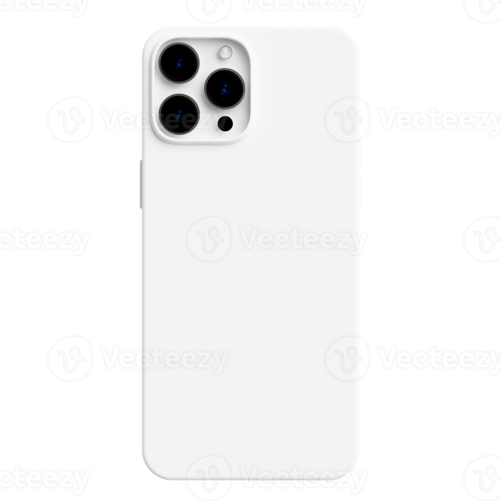 Photo of white back cover of smartphone without background. Template for mockup png