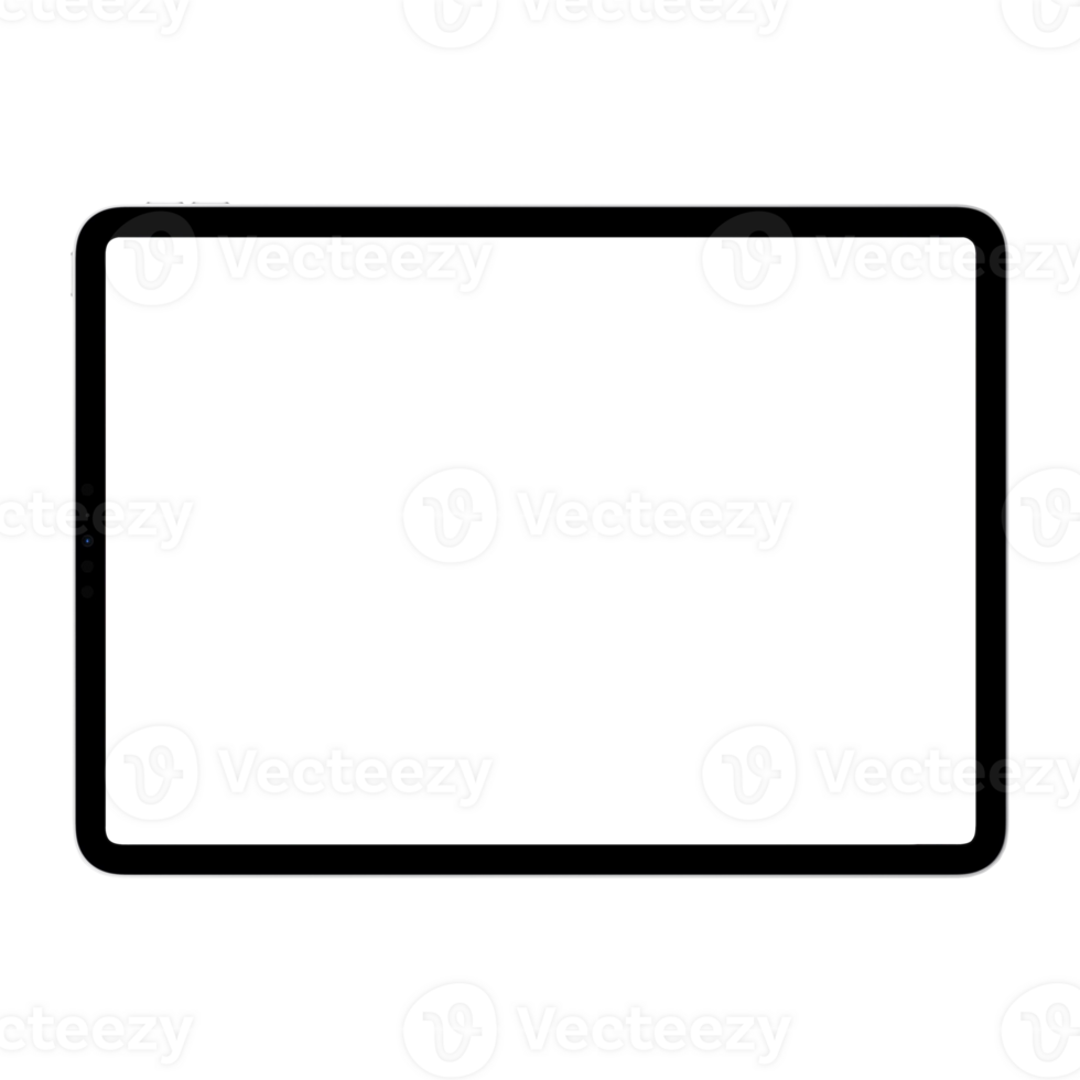 Close-up photo of tablet without background. Template for mockup png