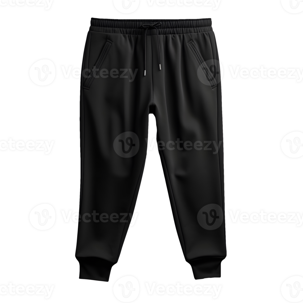 AI generated Photo of clean black jogger pants without background. Ready for mockup png