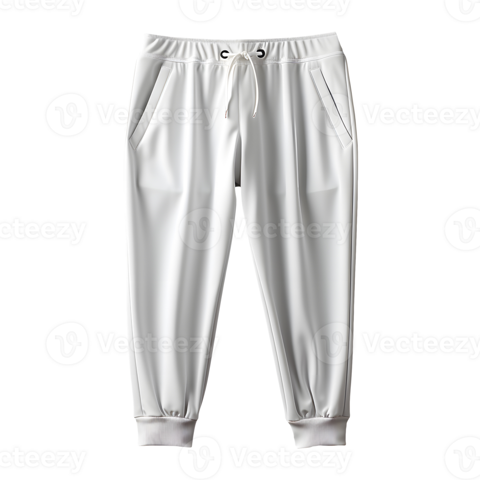 AI generated Photo of clean white jogger pants without background. Ready for mockup png