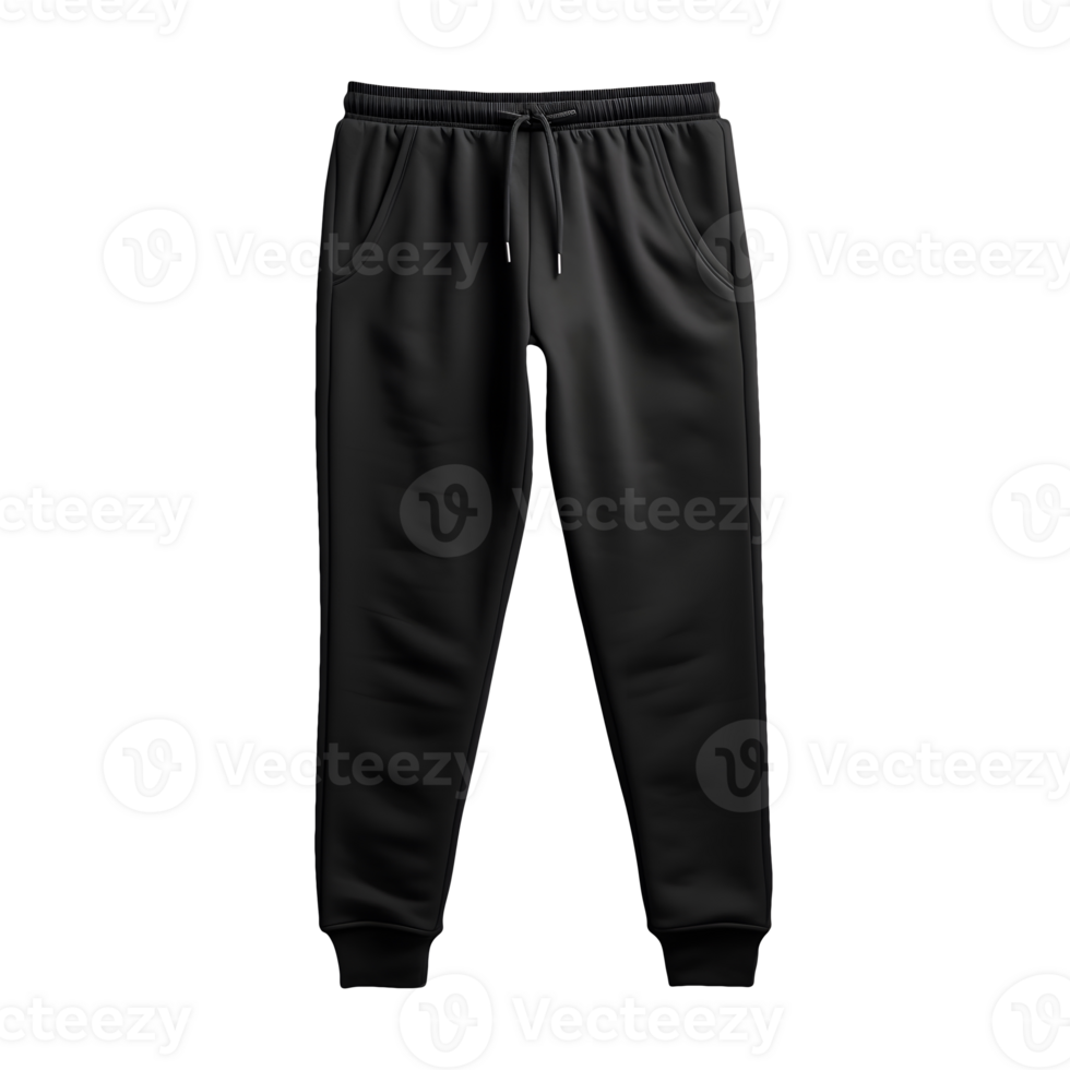 AI generated Photo of clean black jogger pants without background. Ready for mockup png