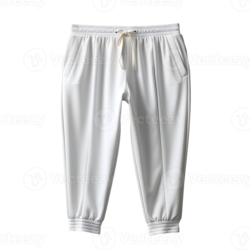 AI generated Photo of clean white jogger pants without background. Ready for mockup png