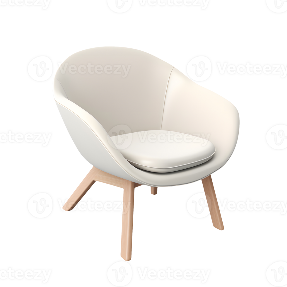 AI generated Side view photo of beautiful soft gray chair without background png