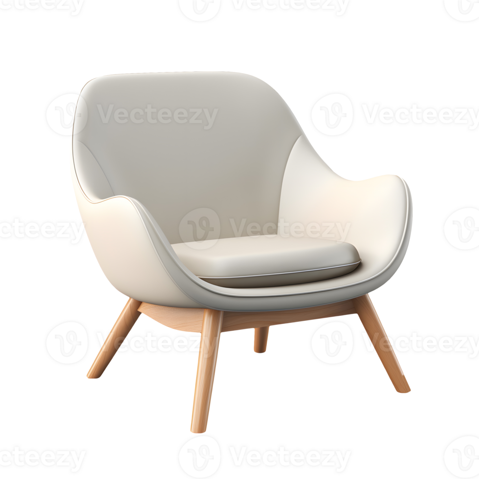 AI generated Side view photo of beautiful soft gray chair without background png