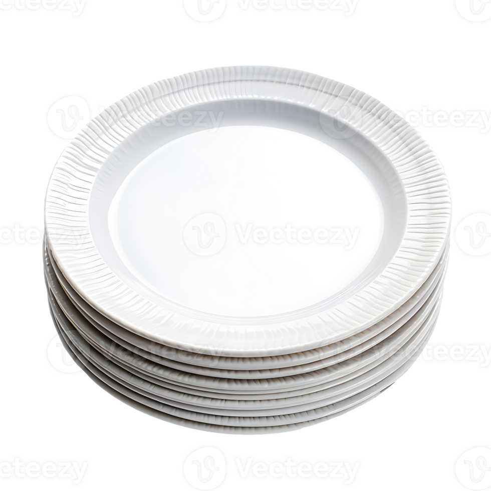 AI generated Stack of white plastic plates without background png