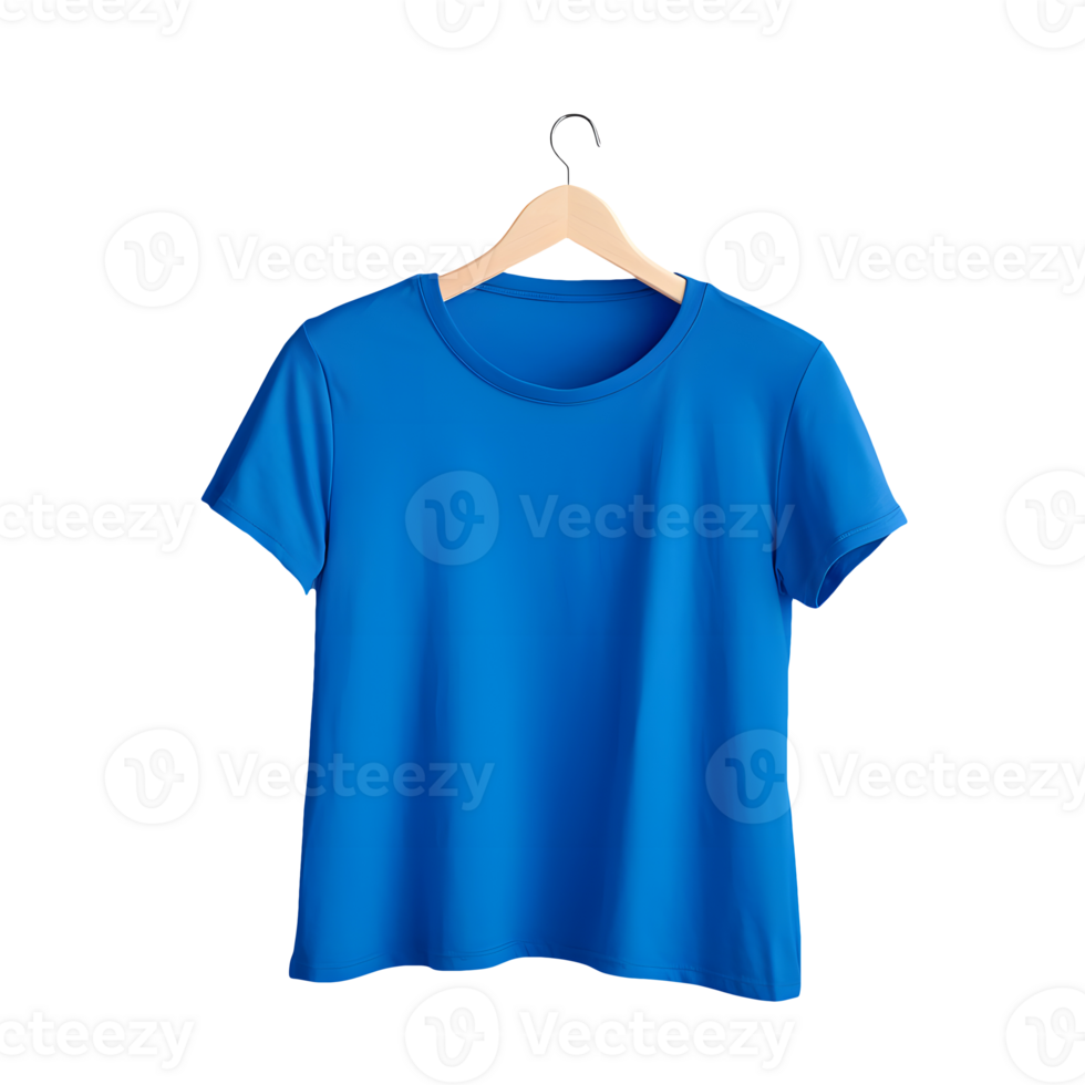 AI generated Photo of clean blue t-shirt without background. Ready for mockup png