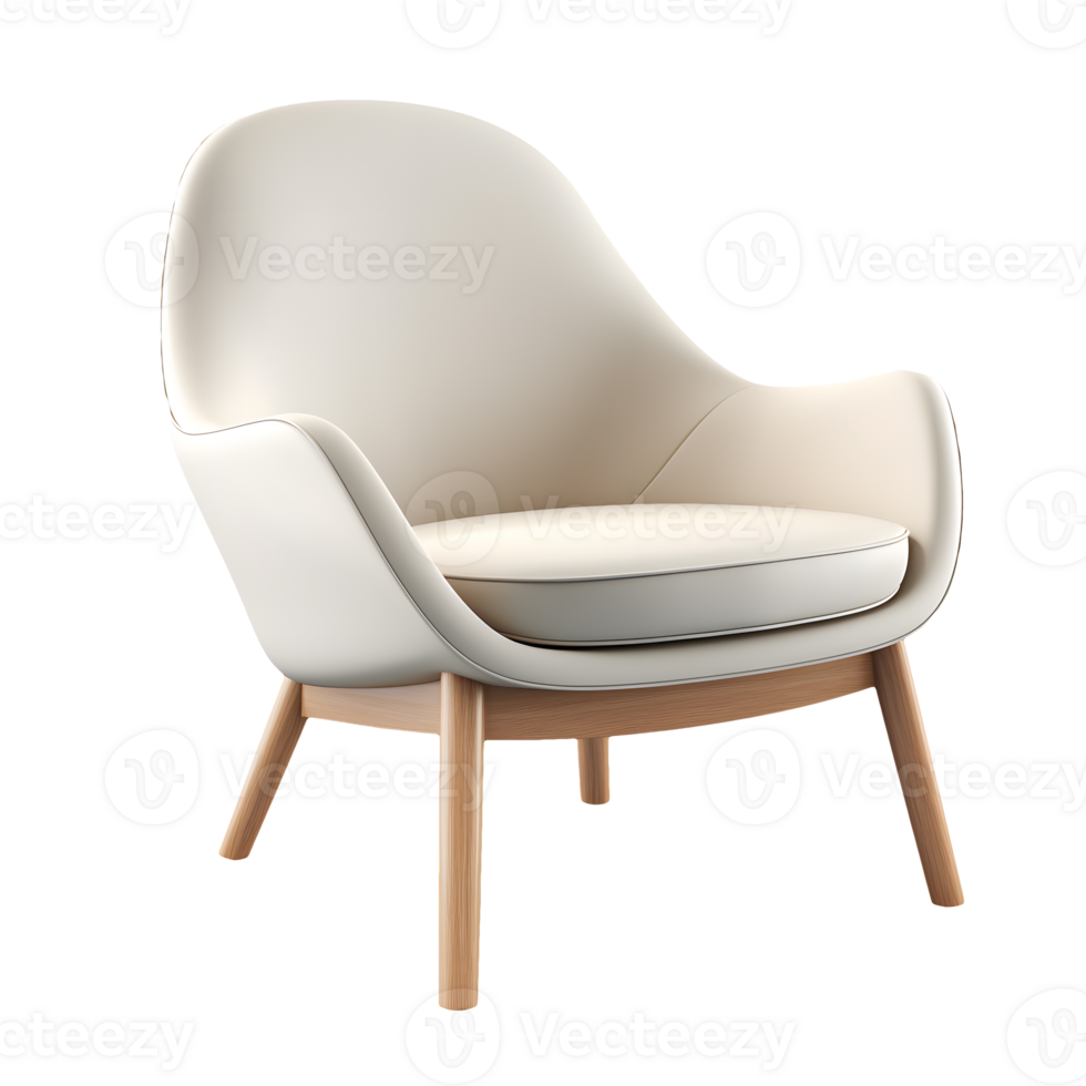 AI generated Side view photo of beautiful soft gray chair without background png
