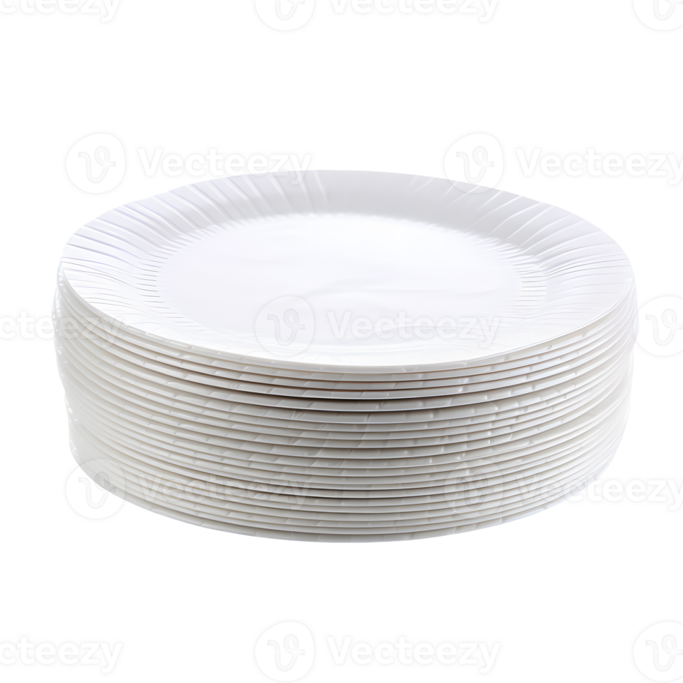 AI generated Stack of white plastic plates without background png