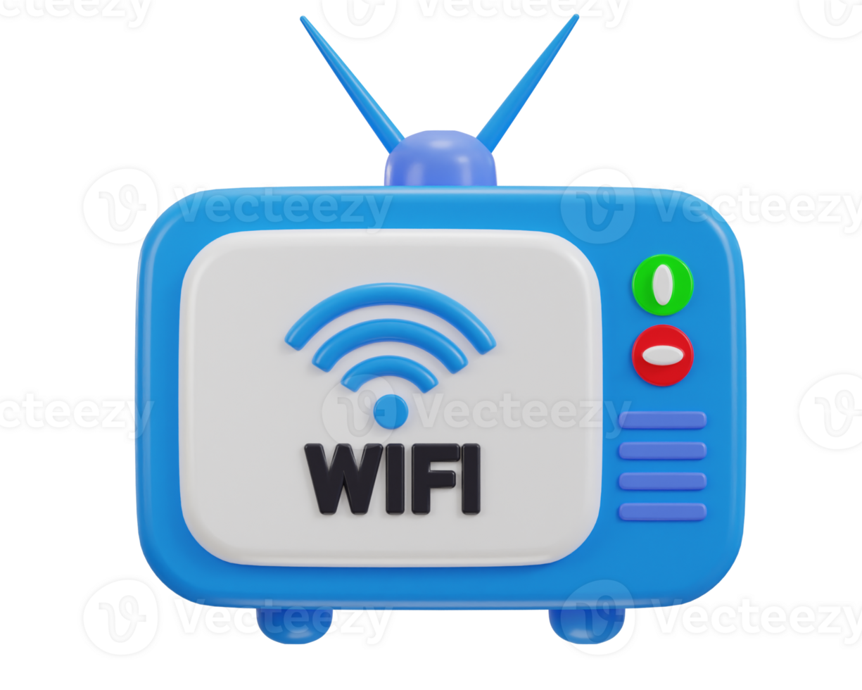 retro tv with antenna and switcher for the wifi signal network concept 3d  icon png