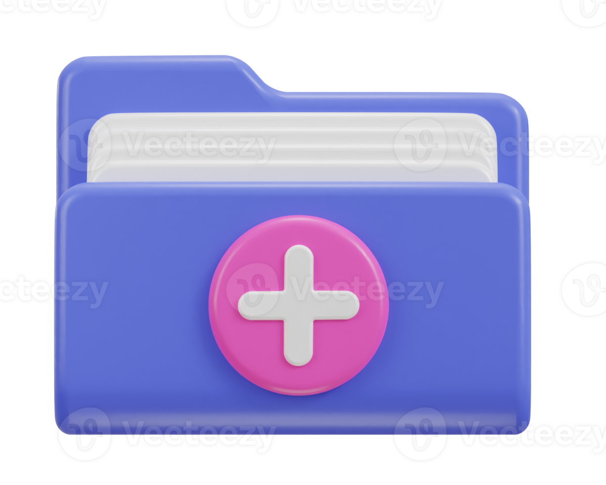 Folder with plus documents add folder concept 3d icon png