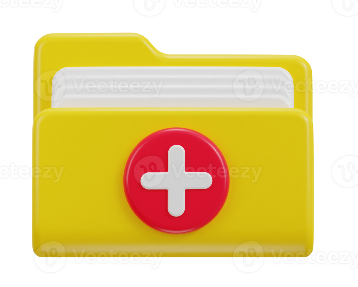 3d add new file folder icon illustration png