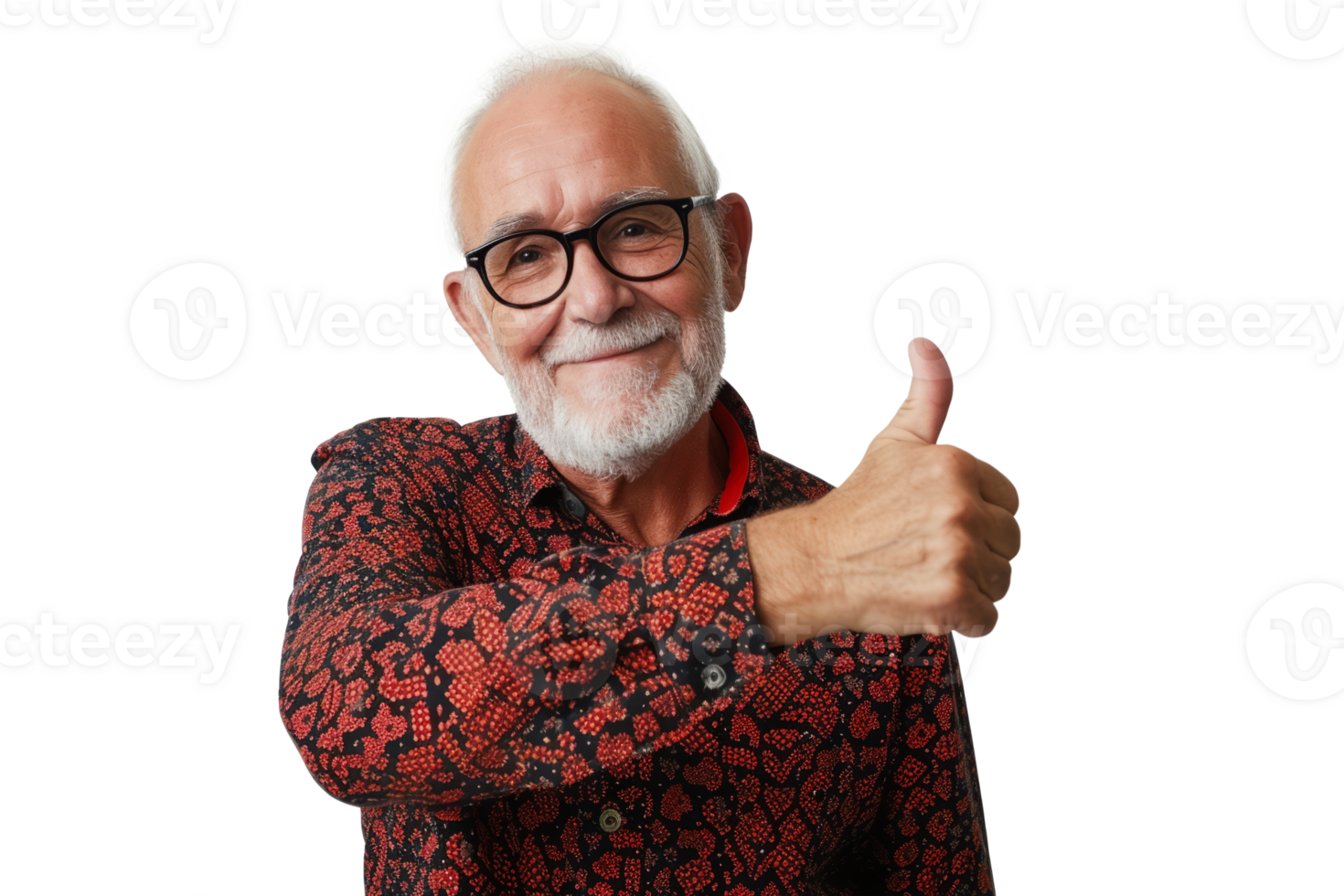 AI generated Happy elderly person showing thumbs up gesture png