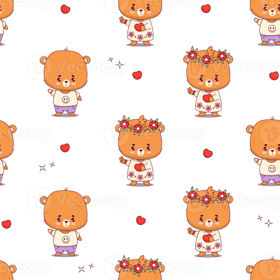 Seamless pattern with bears  girl and boy png