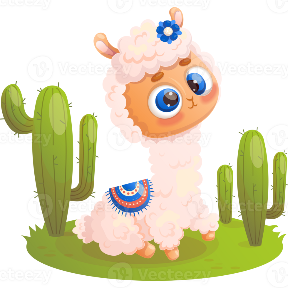 Llama alpaca   with cactus png