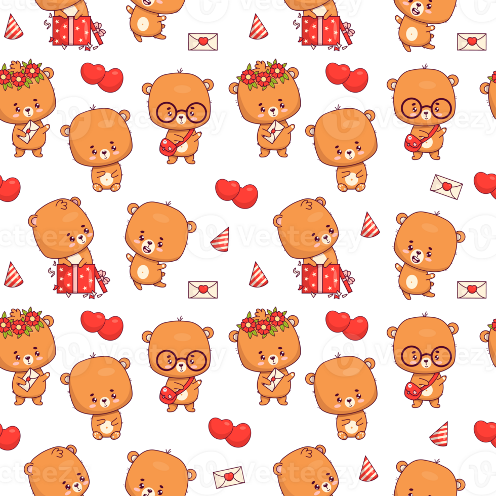 Seamless pattern with cute bear png