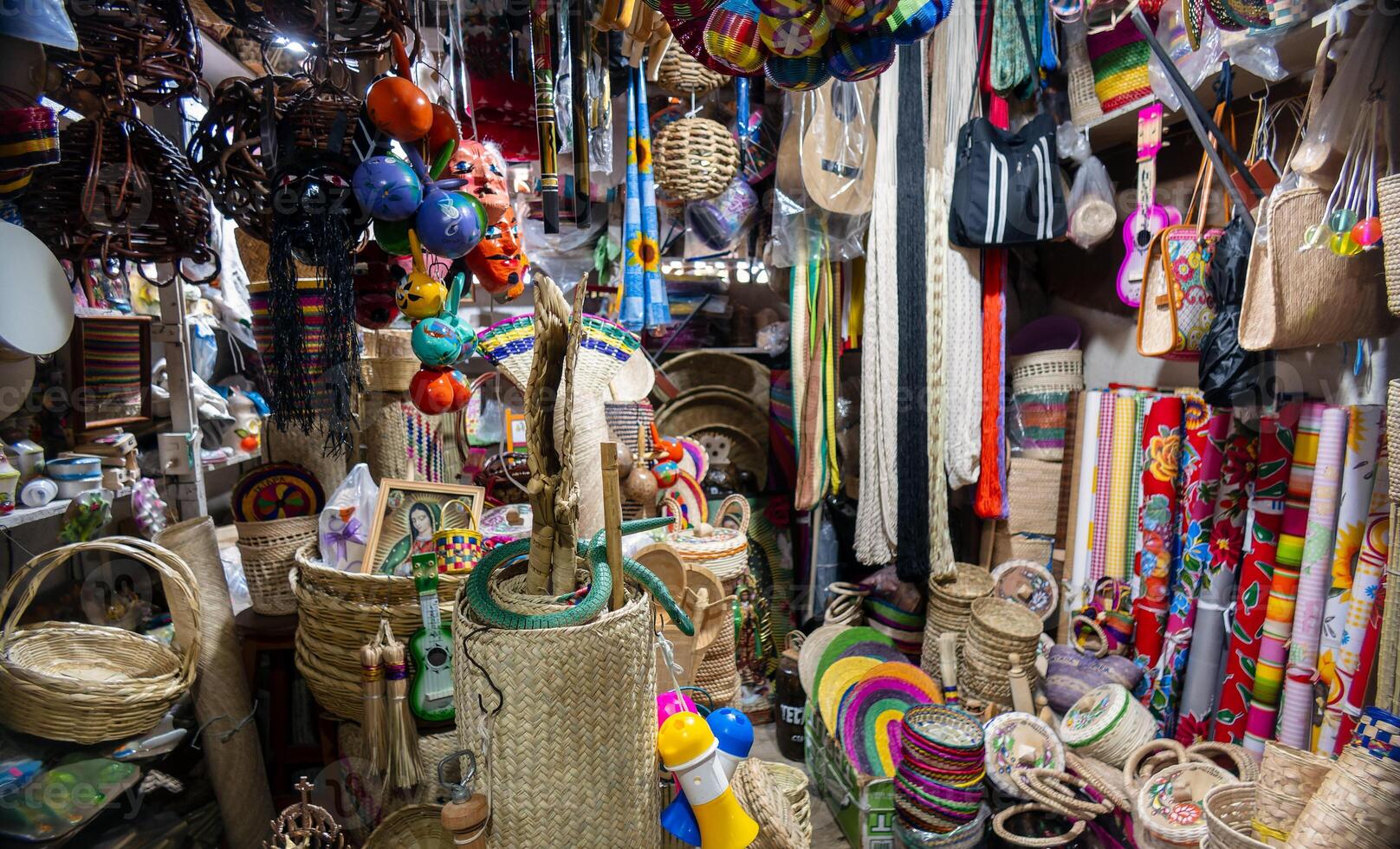 Crafts made from palm leaves, in Ixtapa Zihuatanejo market, Mexico photo