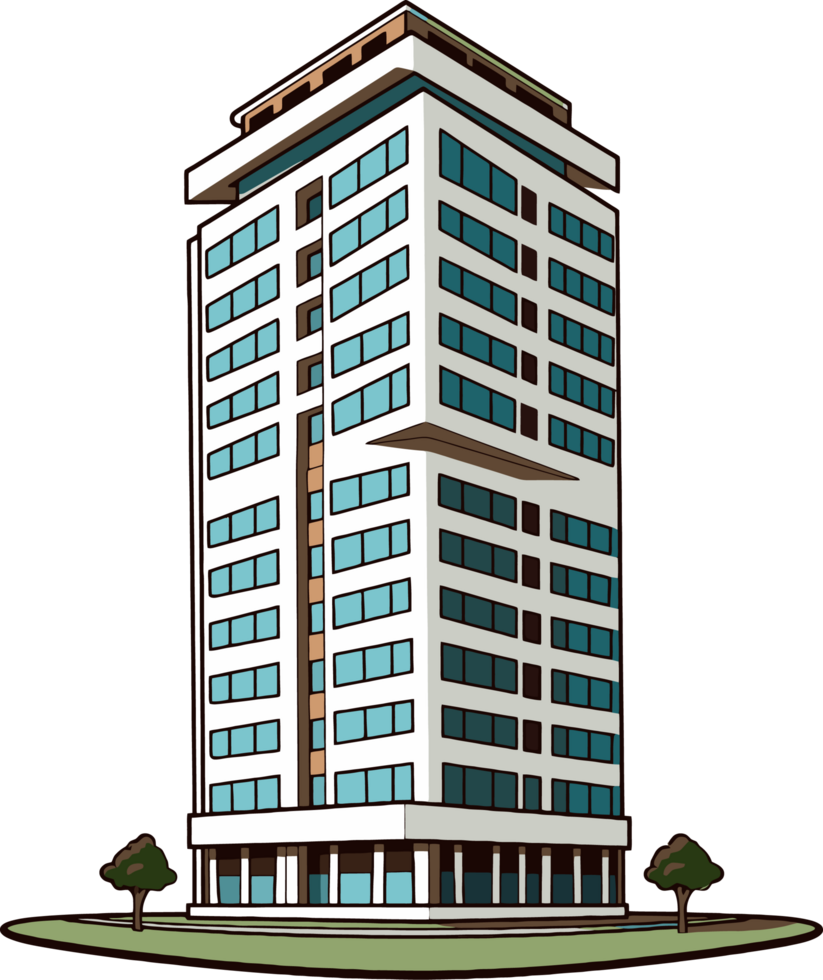 Skyscraper building cartoon style png