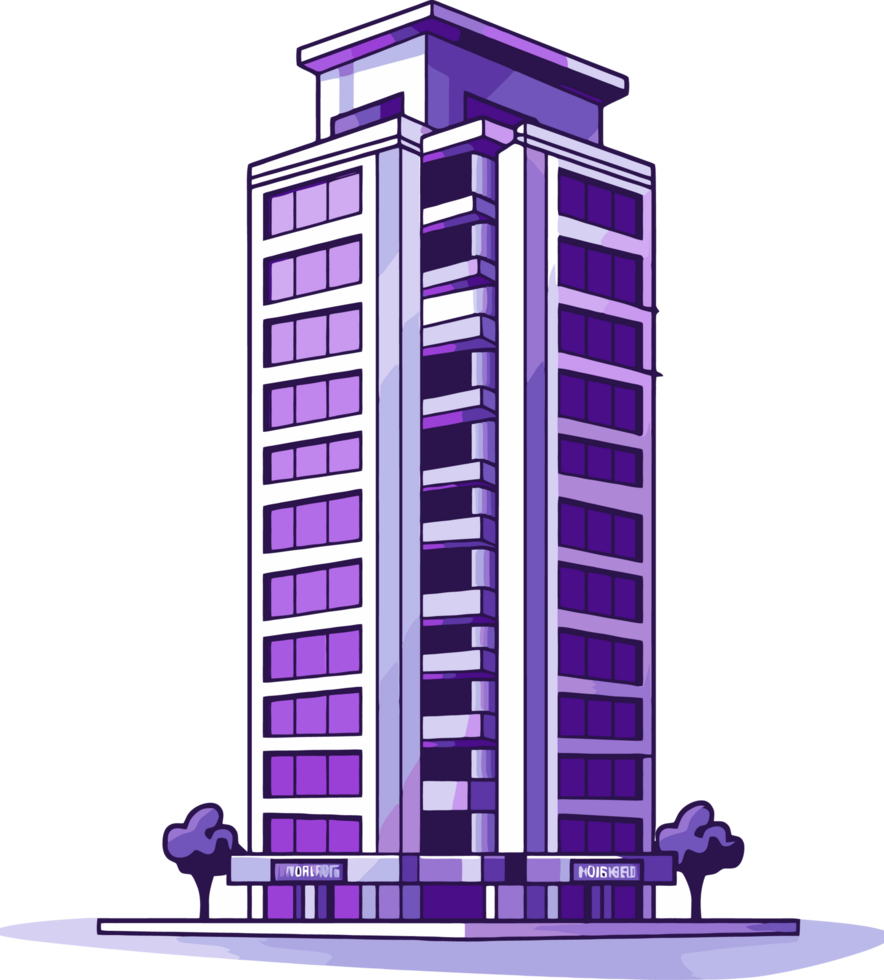 Skyscraper building cartoon style png