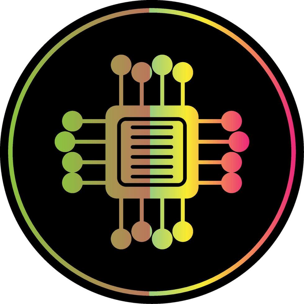 Computer Chip Glyph Due Color Icon vector