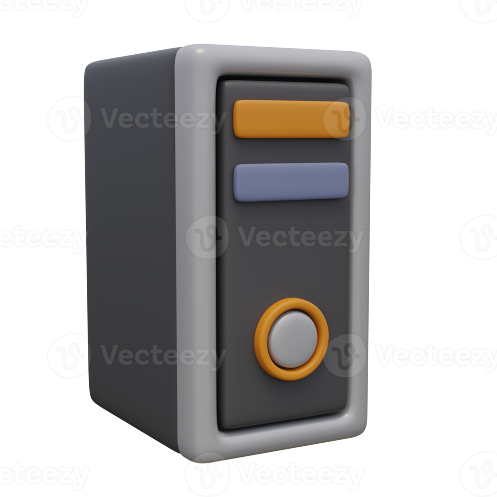 3d render illustration of pc tower. Technology concept. Illustration for web or app design. png