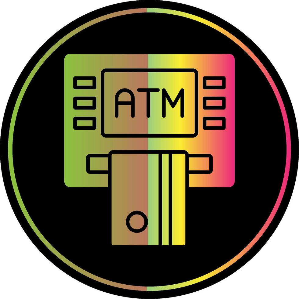 Cajero automático máquina glifo debido color icono vector
