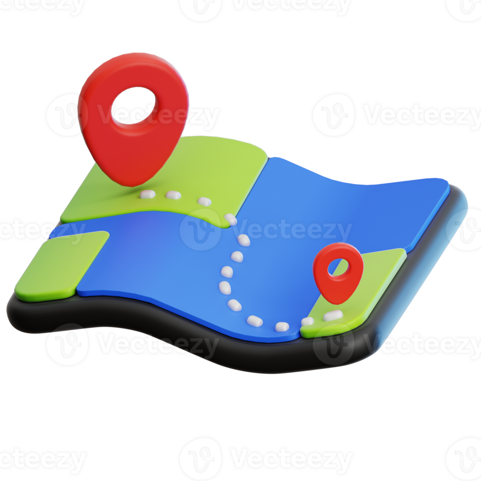 Map travel 3D Illustration for web, app, infographic, etc png