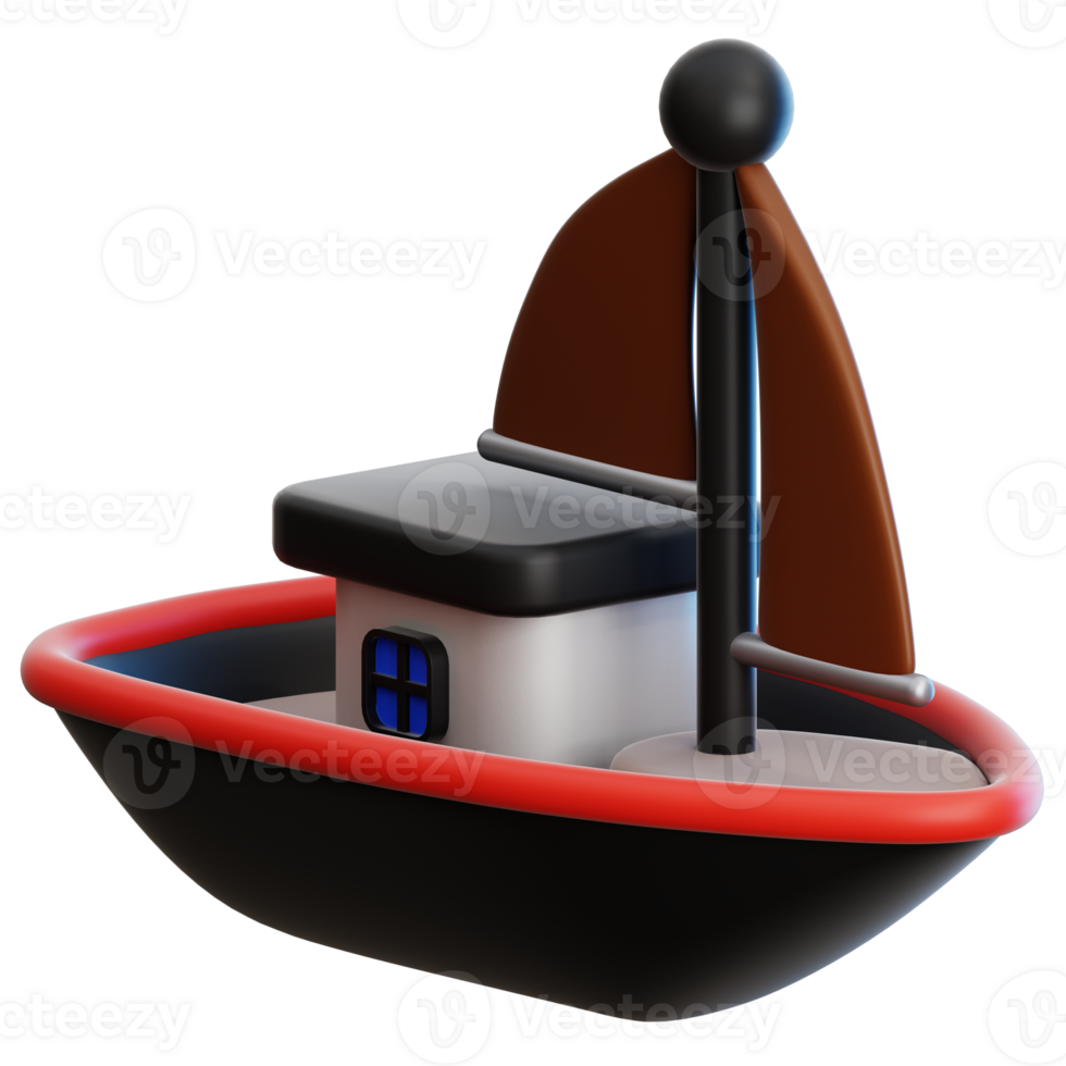 Sailboat travel 3D Illustration for web, app, infographic, etc png