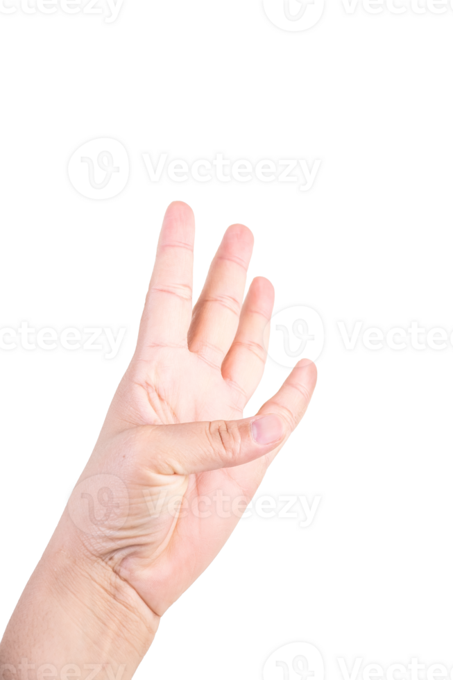 one hand on isolated background clipping path .Hands are counting numbers png