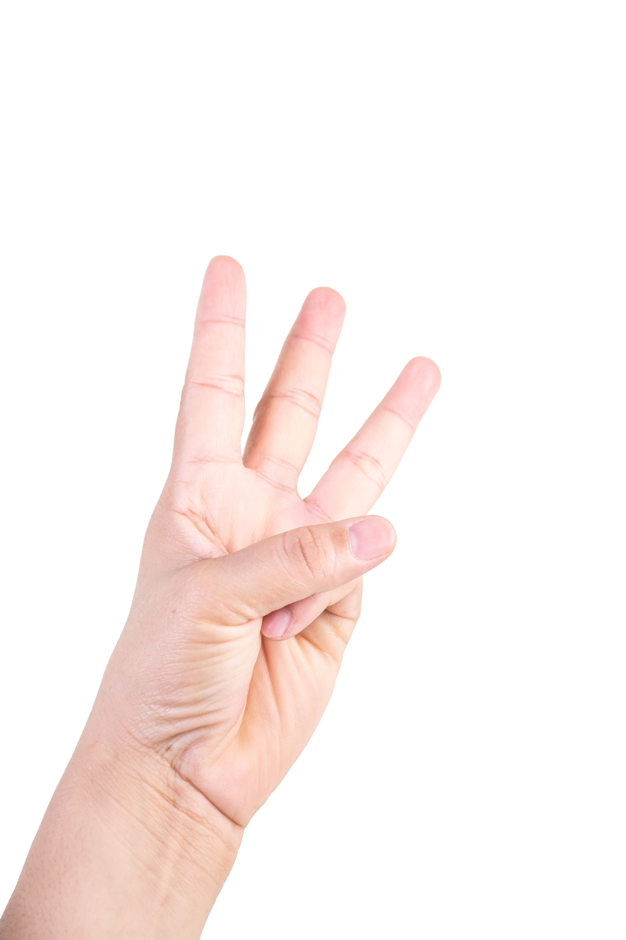 One hand on isolated background clipping path hands are counting