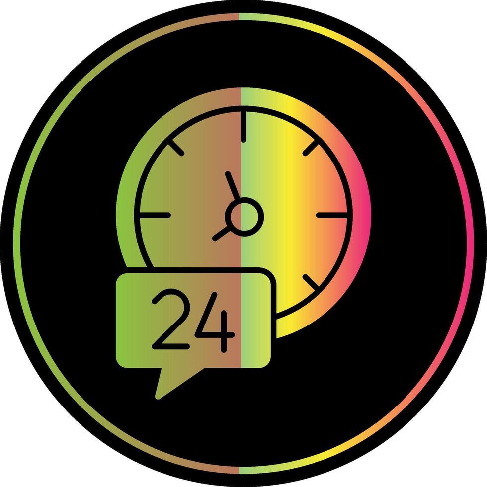 24 Hours Glyph Due Color Icon vector