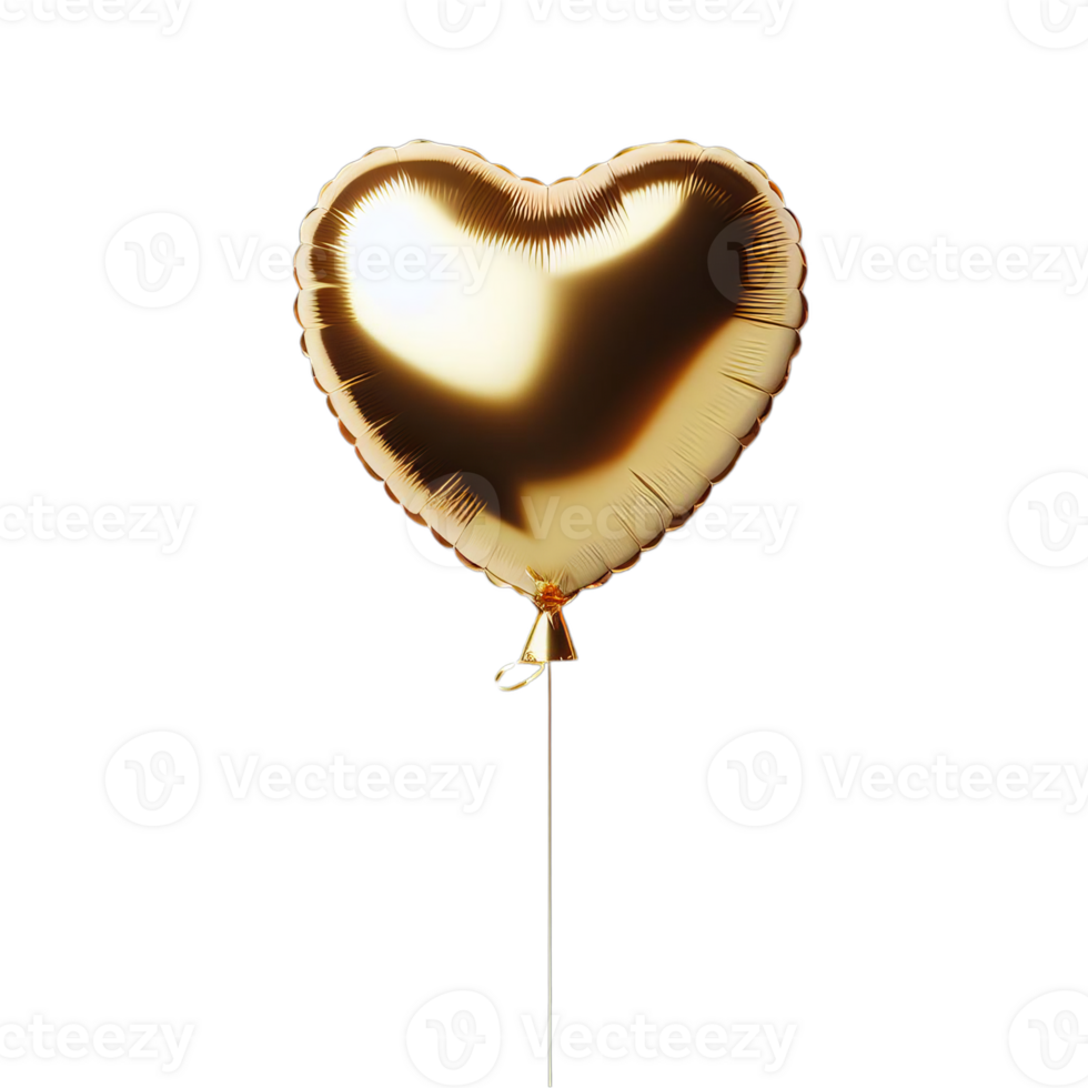 AI generated A shiny, Gold heart balloon for party and celebration png