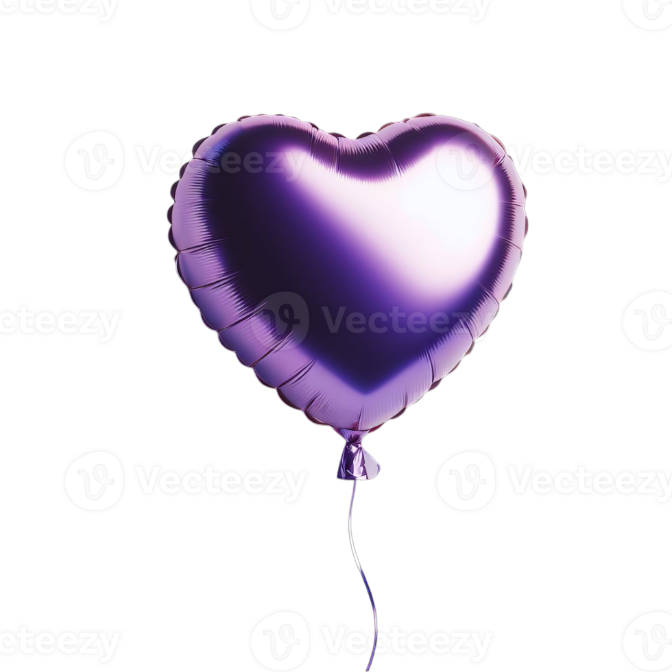AI generated A shiny, purple heart balloon for party and celebration png