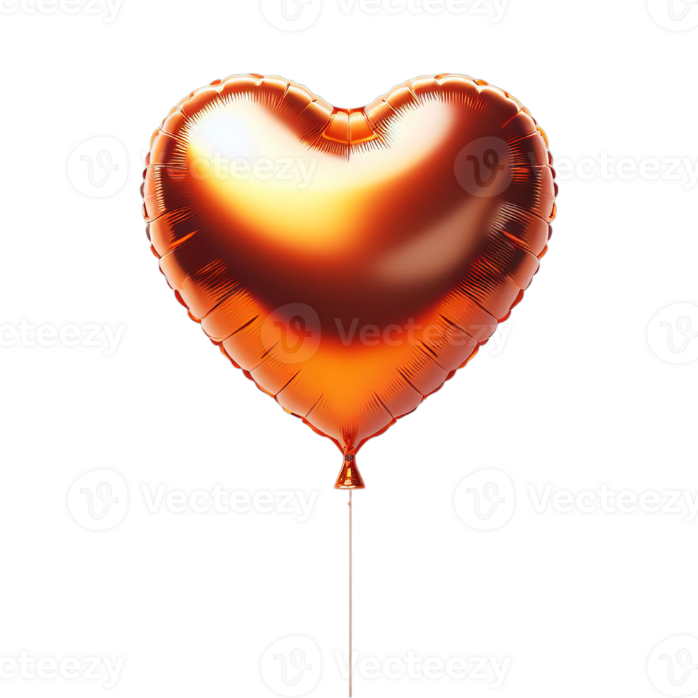 AI generated A shiny, orange heart balloon for party and celebration png