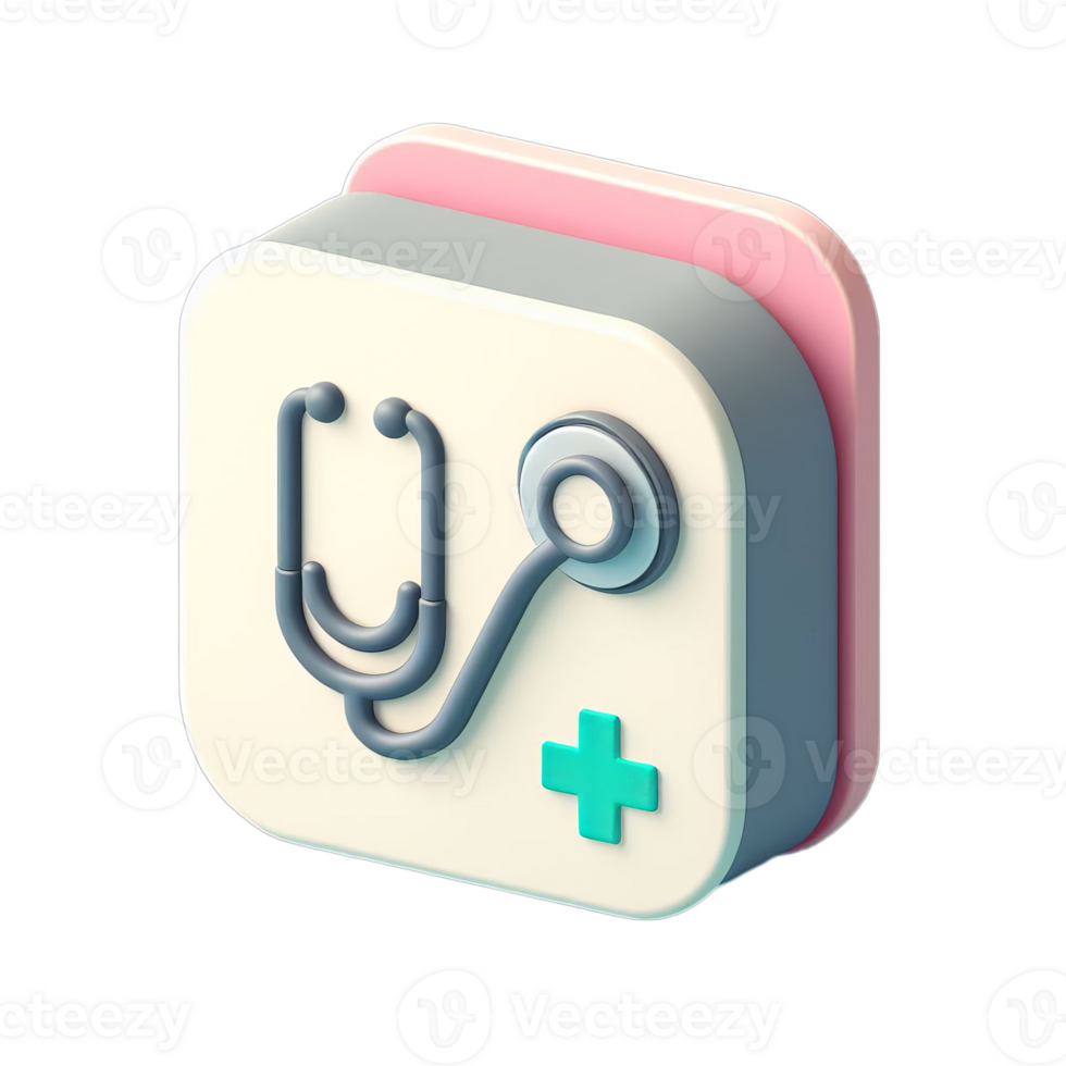 3D of a medical icon with a stethoscope on it png