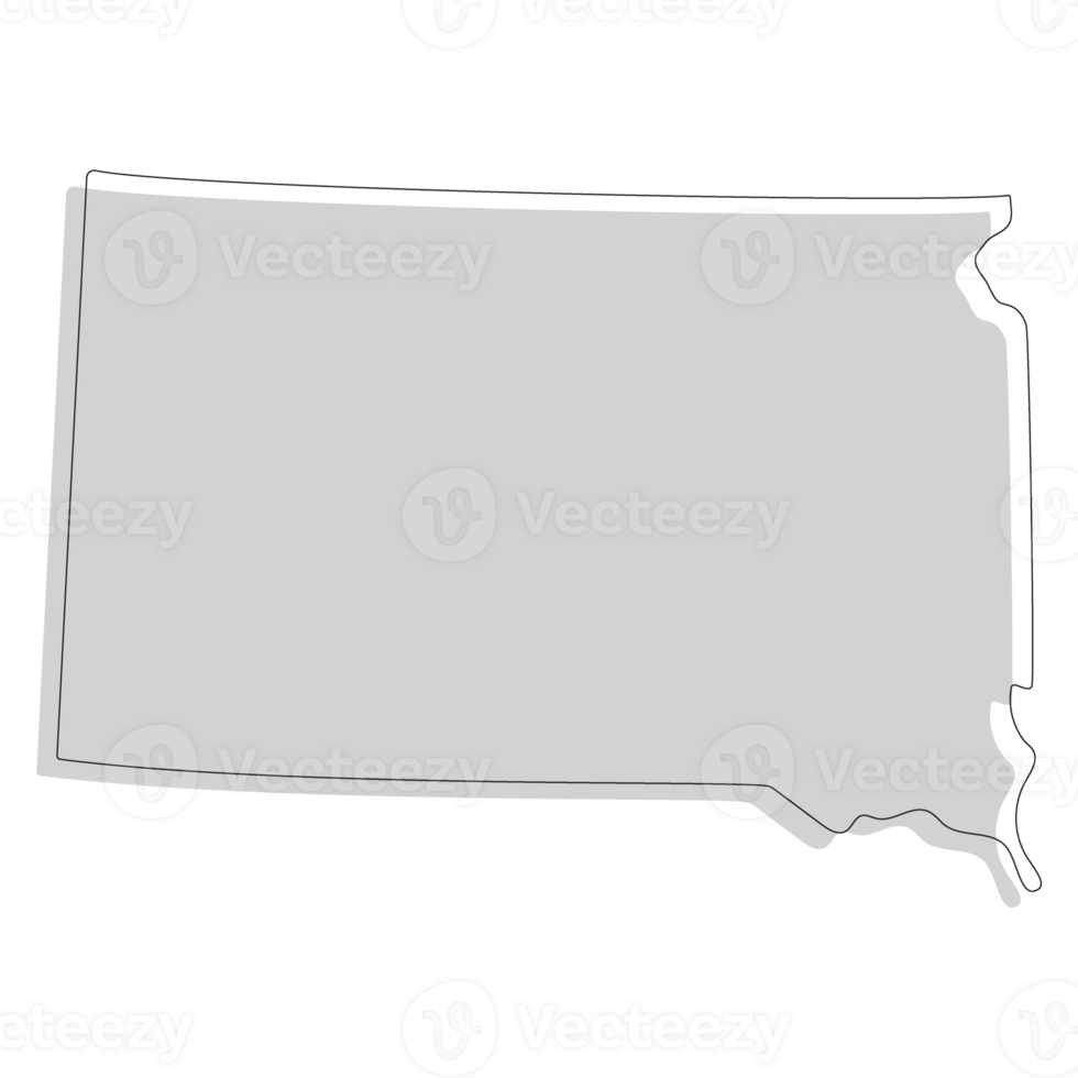 South Dakota state map. Map of the U.S. state of South Dakota. png