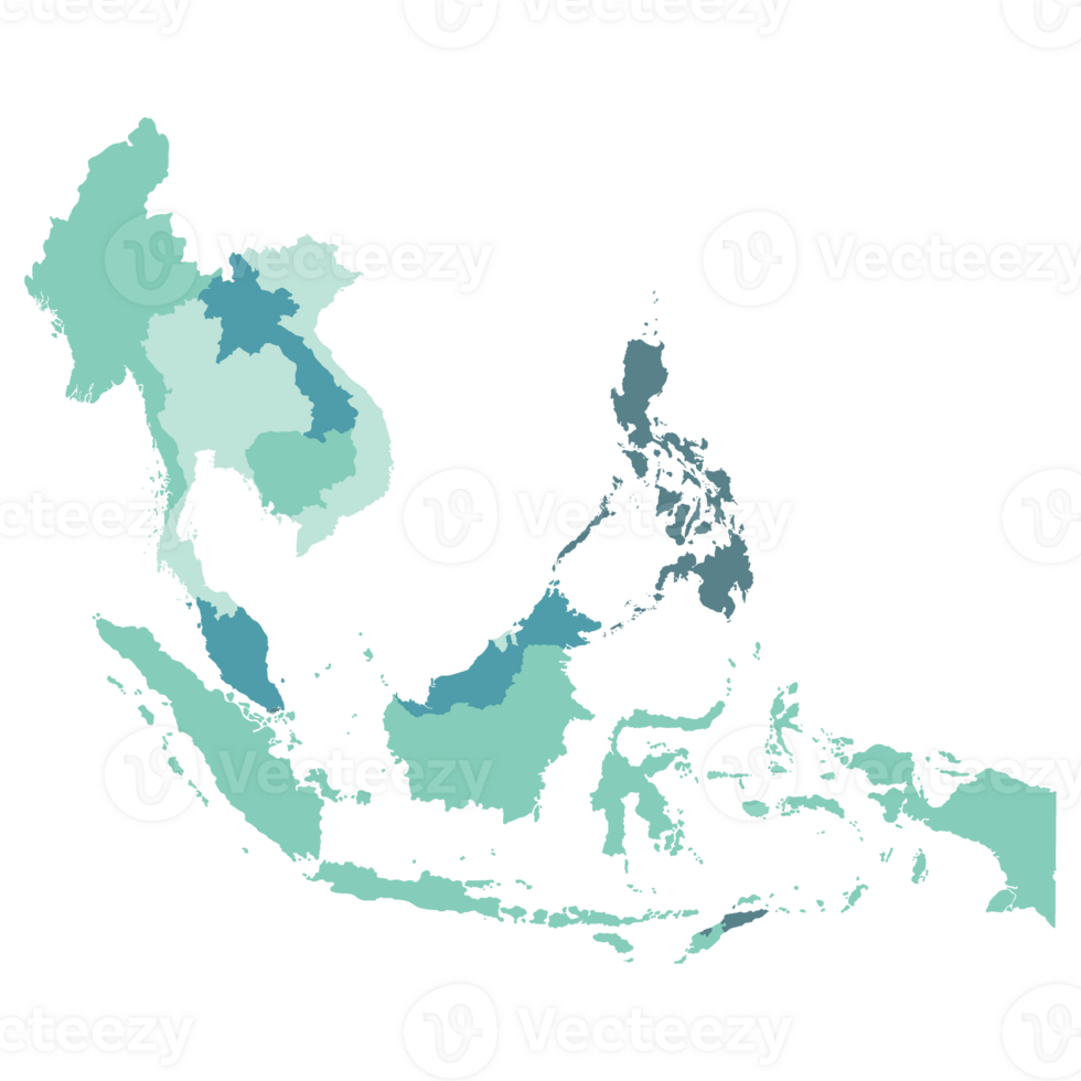 Southeast Asia country Map. Map of Southeast Asia in multicolor. png
