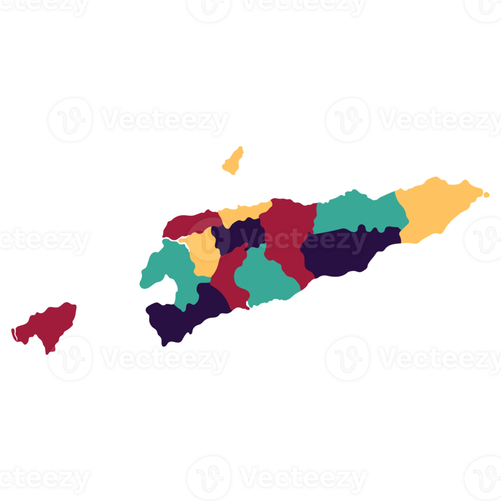 East Timor map. Map of Timor-Leste in administrative provinces in multicolor png