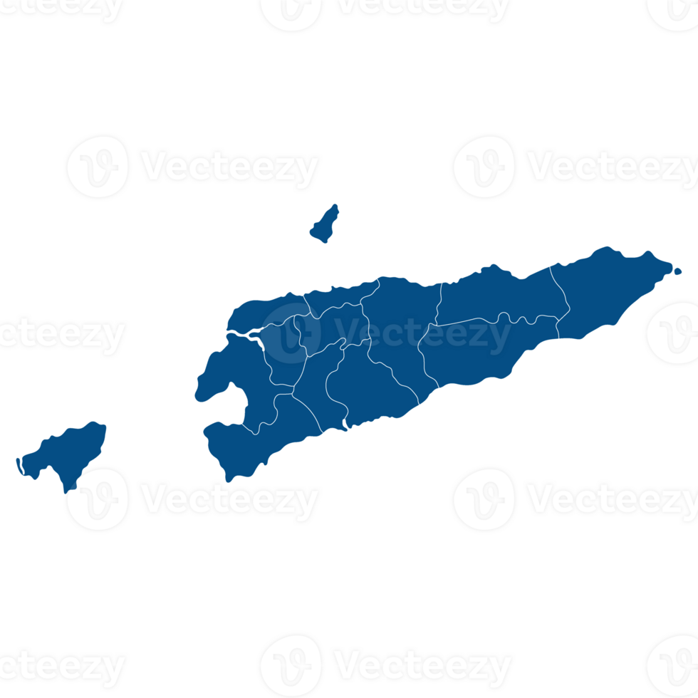 leste timor mapa. mapa do timor-leste dentro administrativo províncias dentro azul cor png